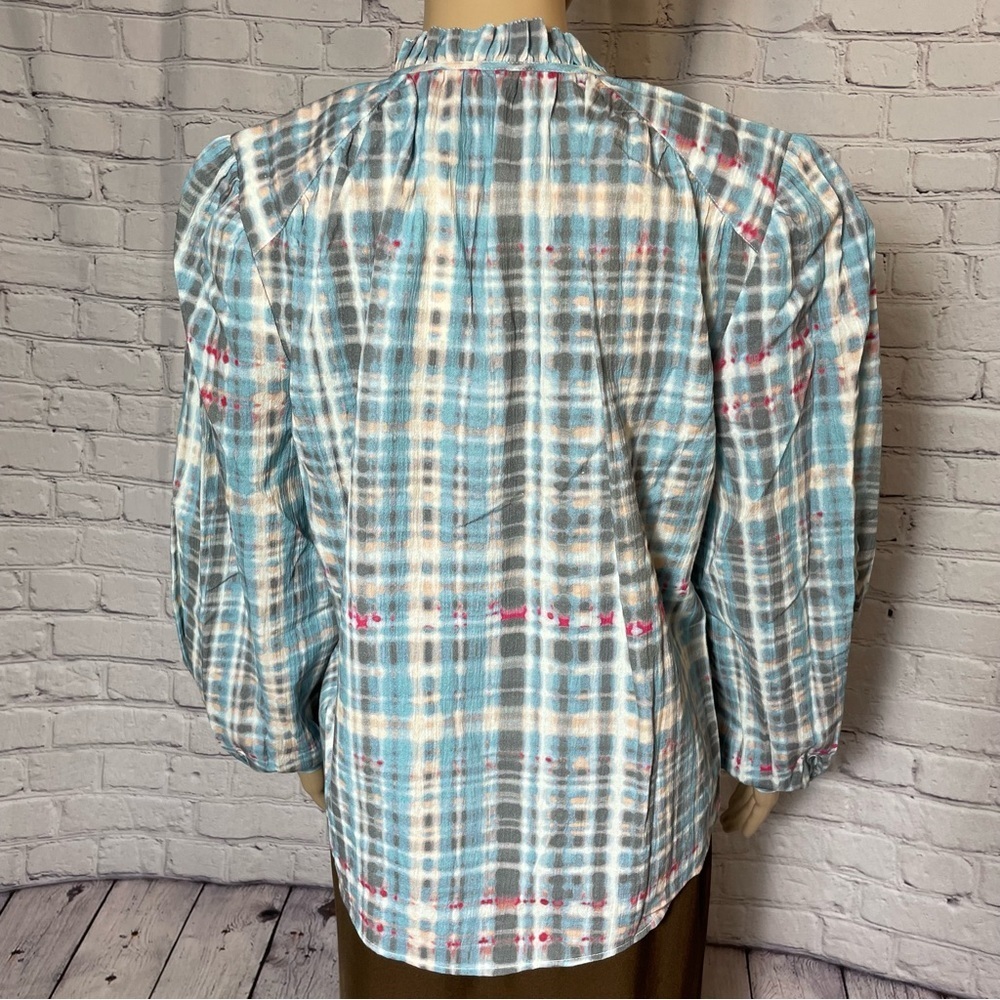NWT New $198 Joie Jindrah Gathered Printed Cotton Blouse Size S - Picture 4 of 15